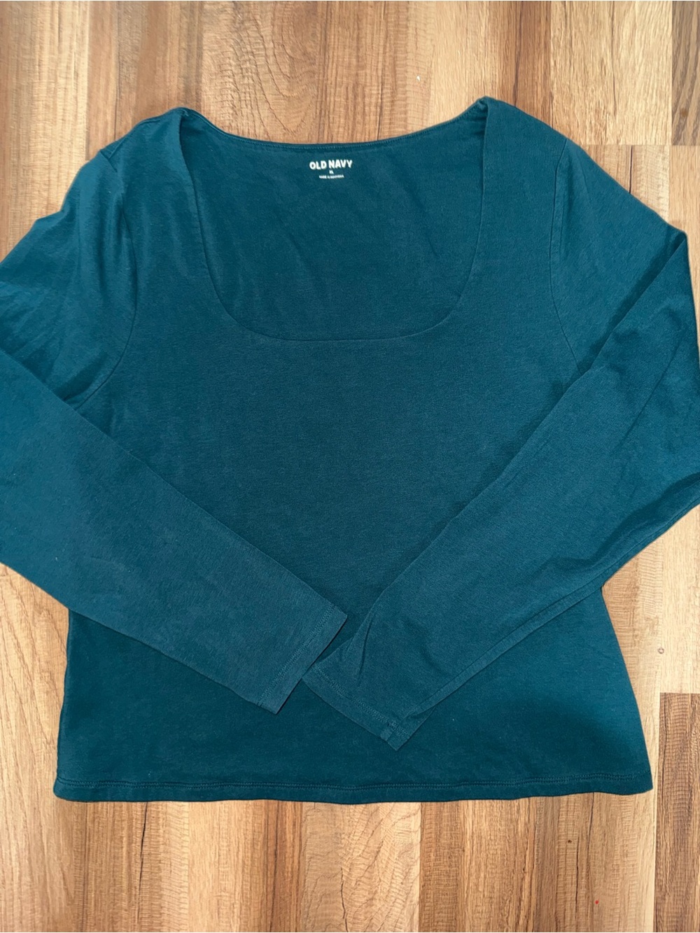 Old Navy Women's Long Sleeve Scoop Neck Top - Teal Green